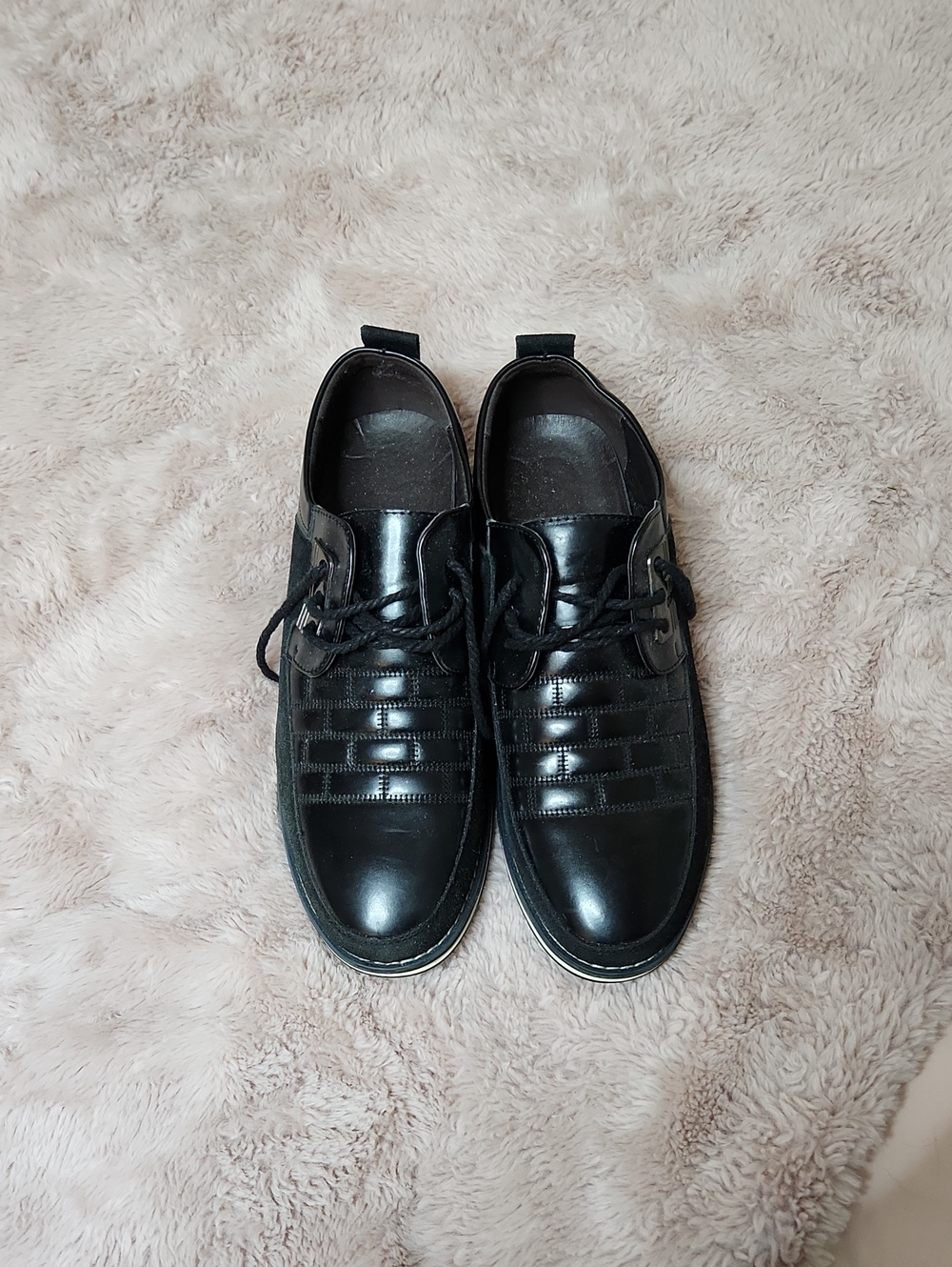 Men's Black Lace-Up Casual Leather Shoes